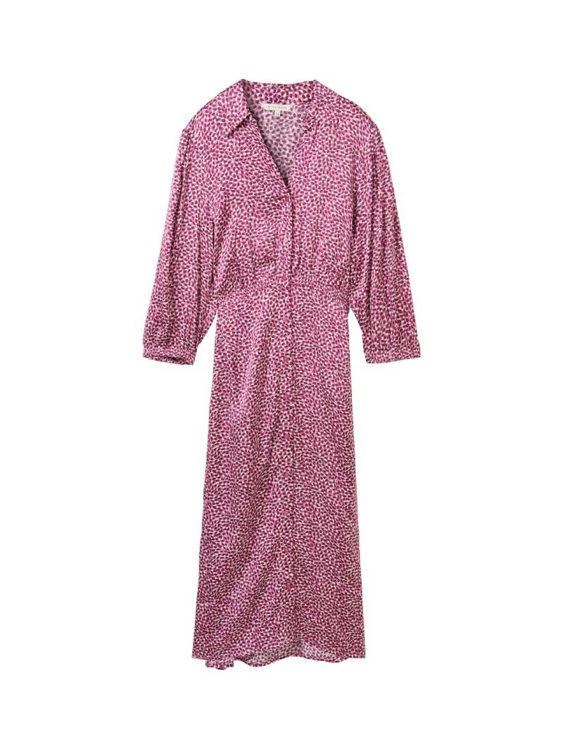 TOM TAILOR Damen Midi Blusenkleid aus Viskose, rosa, Gemustert, Gr. 36 von Tom Tailor