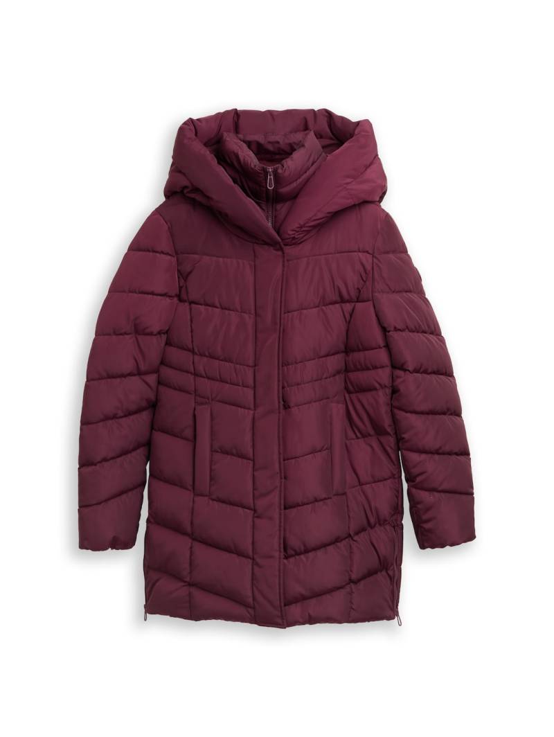 TOM TAILOR Damen Puffer-Mantel im 2-in-1-Look, rot, Uni, Gr. L von Tom Tailor