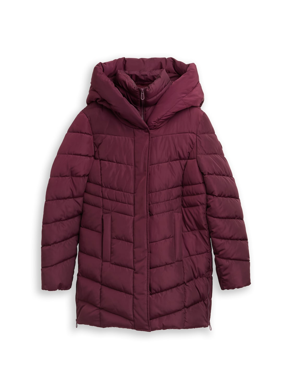 TOM TAILOR Damen Puffer-Mantel im 2-in-1-Look, rot, Uni, Gr. M von Tom Tailor