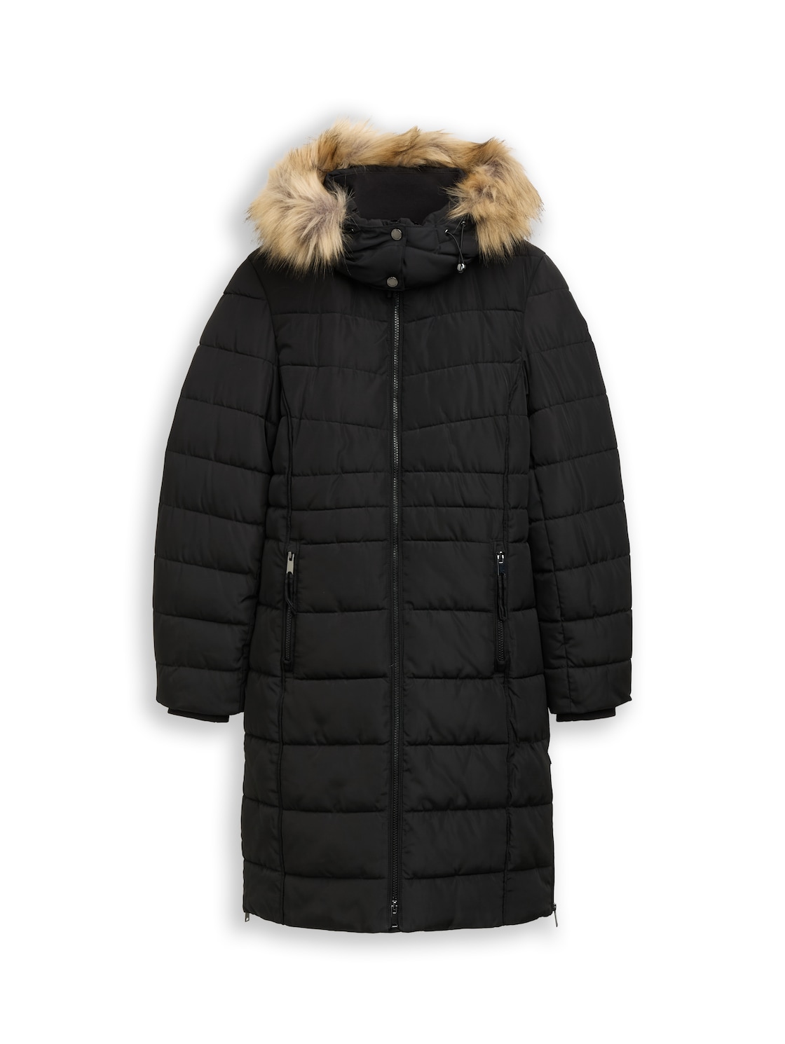 TOM TAILOR Damen Puffer-Mantel mit abnehmbarer Kapuze, schwarz, Uni, Gr. XXL von Tom Tailor