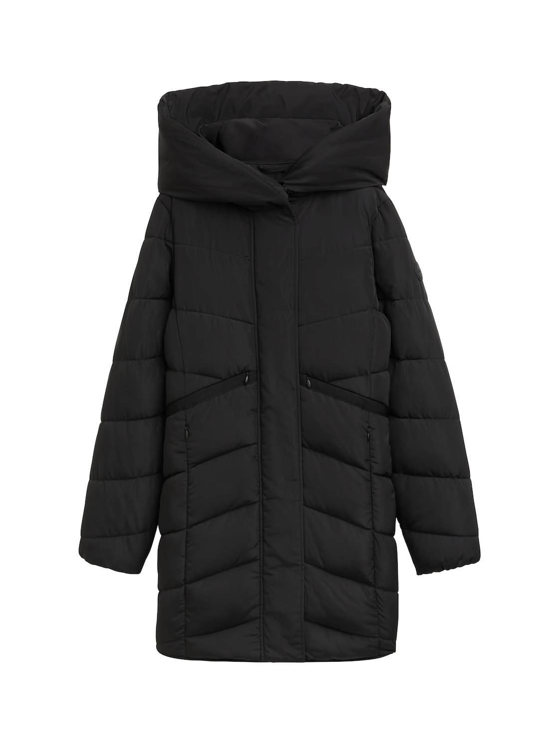 TOM TAILOR Damen Puffermantel mit Kapuze, schwarz, Uni, Gr. XL von Tom Tailor