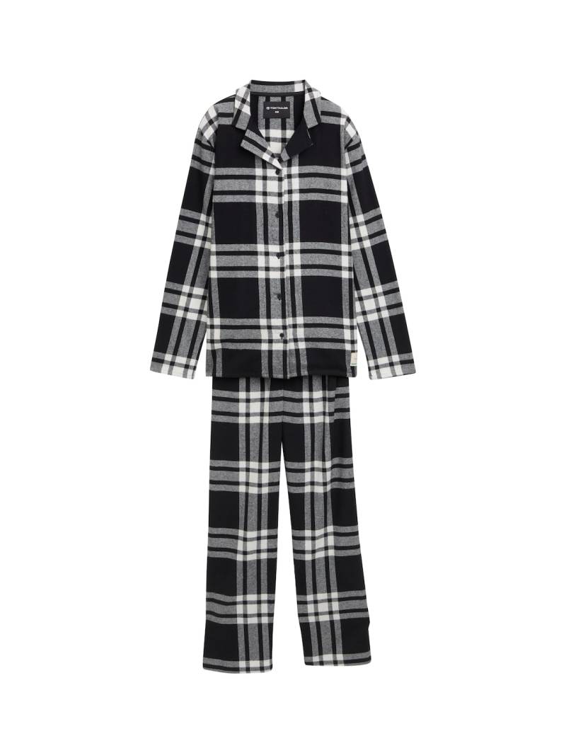 TOM TAILOR Damen Pyjama-Set mit Karomuster, grau, Kariert, Gr. 40 von Tom Tailor