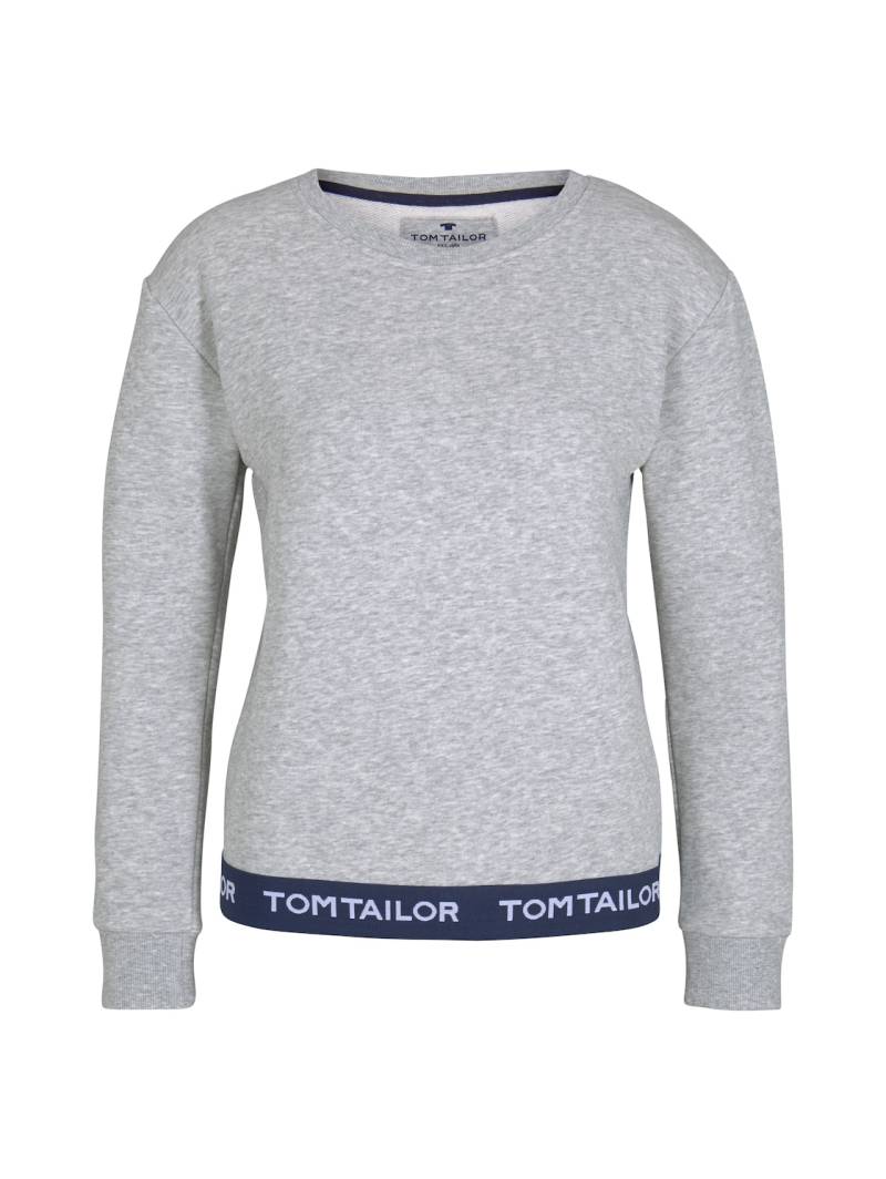 TOM TAILOR Damen Pyjama Sweatshirt, grau, Logo Print, Gr. 40 von Tom Tailor