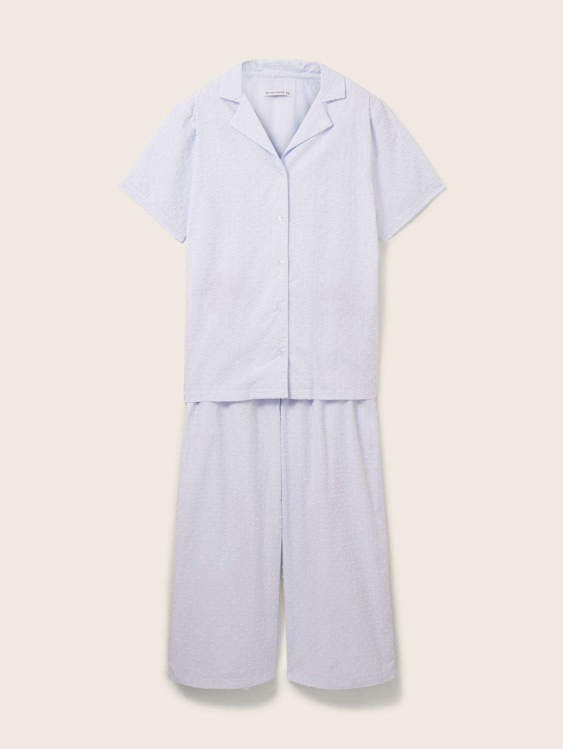 TOM TAILOR Damen Pyjama mit Struktur, blau, Uni, Gr. L/40 von Tom Tailor