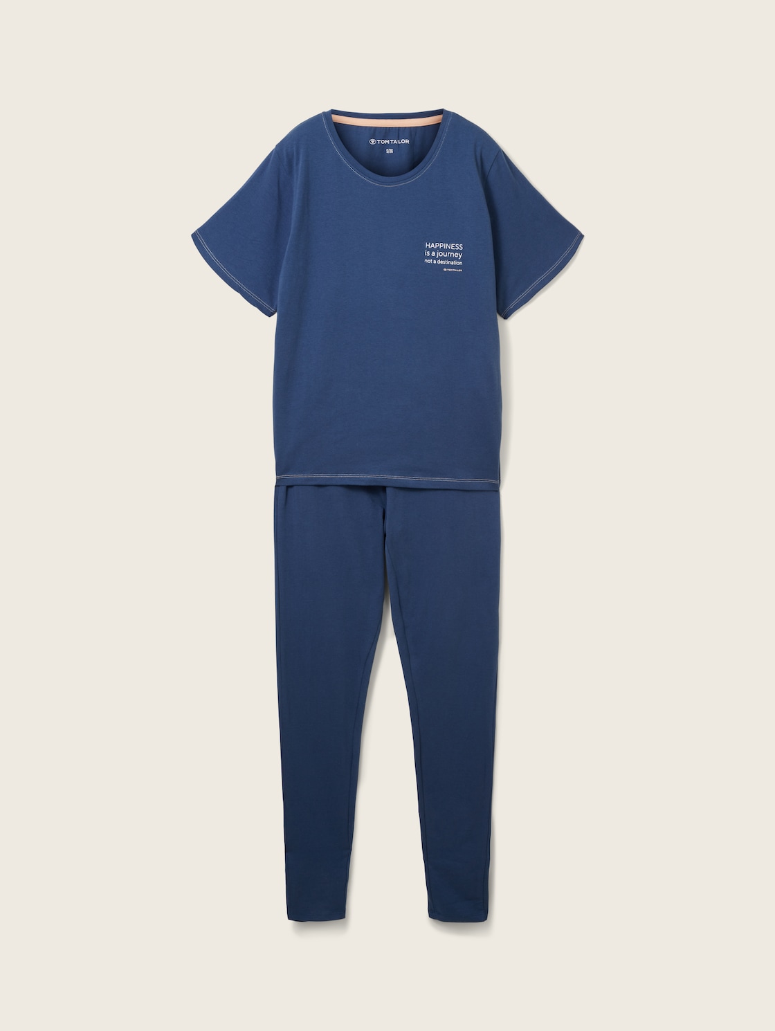 TOM TAILOR Damen Pyjama mit Textprint, blau, Textprint, Gr. XL/42 von Tom Tailor