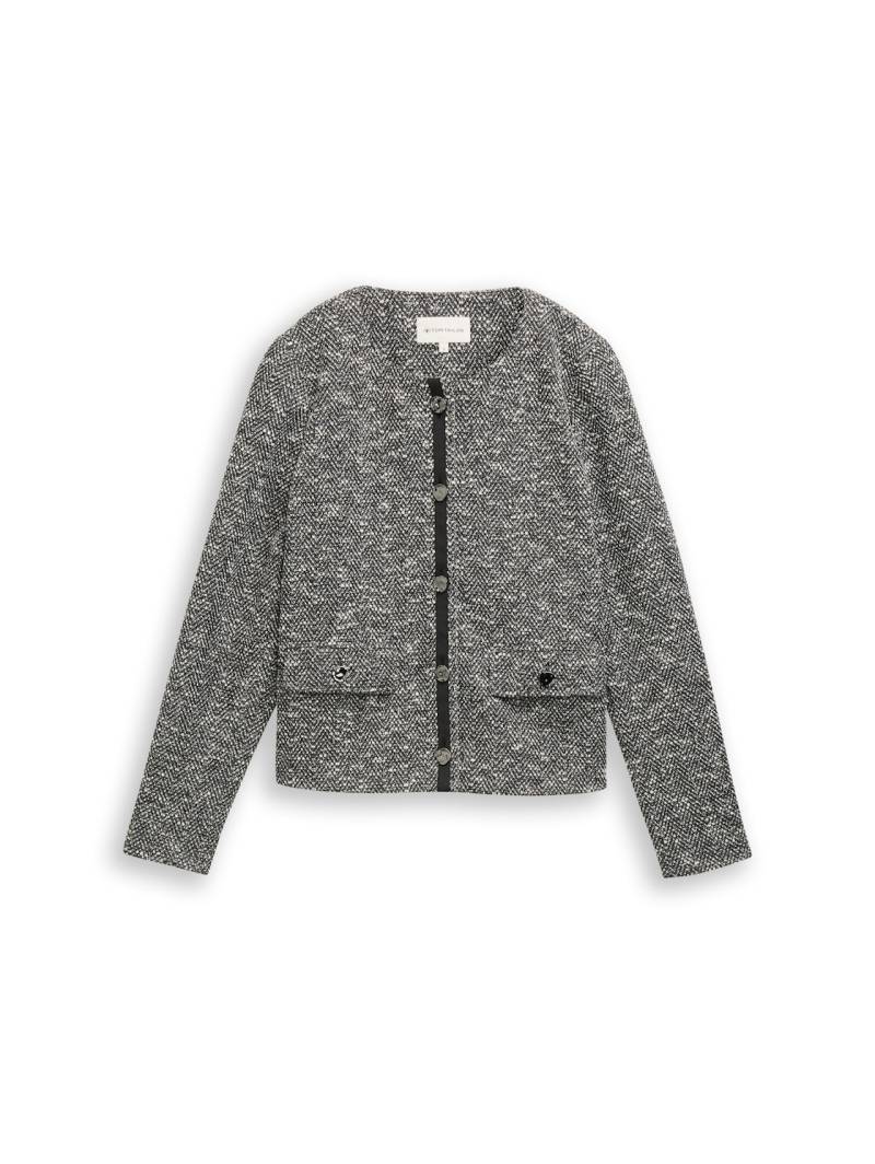 TOM TAILOR Damen Regular Fit Bouclé Jacke, schwarz, Meliert, Gr. M von Tom Tailor