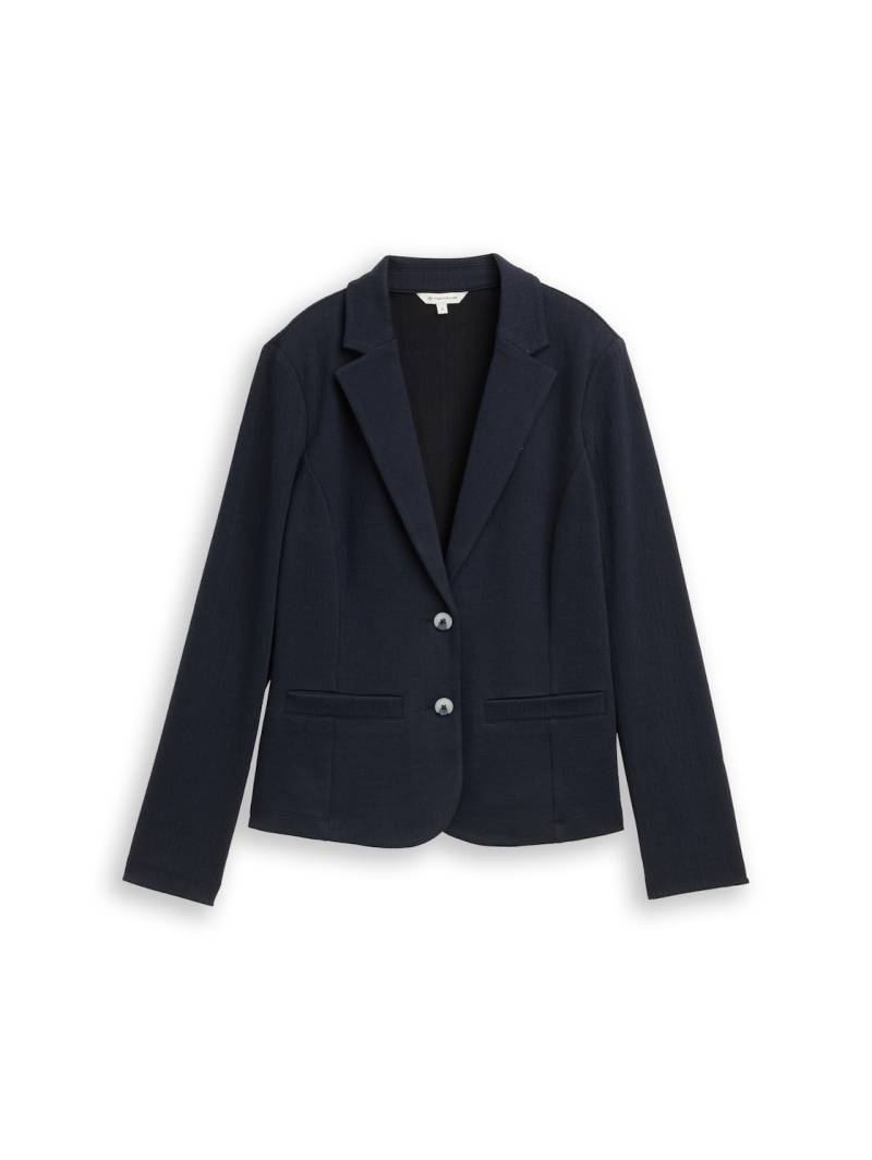 TOM TAILOR Damen Regular Fit Jacquard Blazer, blau, Uni, Gr. XS TOM TAILOR Damen Regular Fit Jacquard Blazer, blau, Uni, Gr. XS von Tom Tailor
