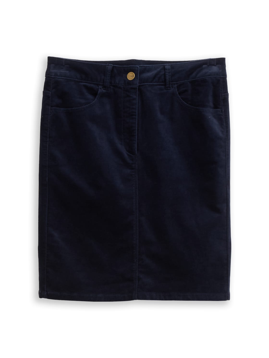 TOM TAILOR Damen Rock aus Samt, blau, Uni, Gr. 44 von Tom Tailor