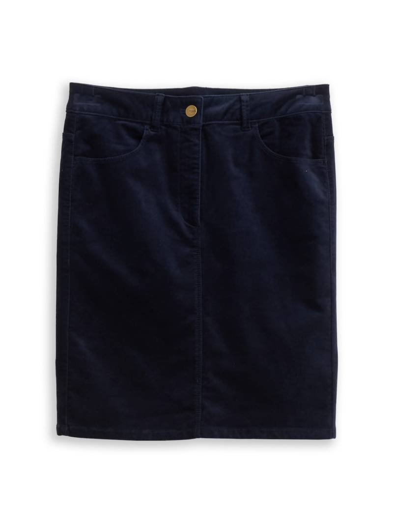 TOM TAILOR Damen Rock aus Samt, blau, Uni, Gr. 44 von Tom Tailor