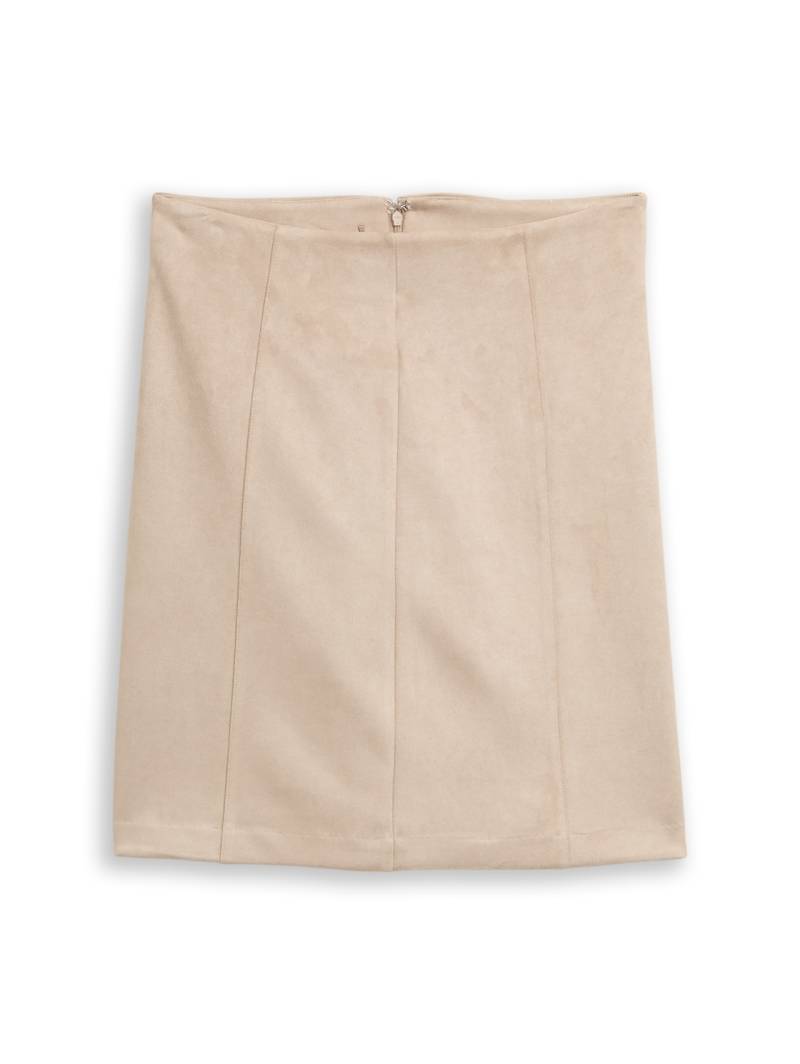 TOM TAILOR Damen Rock in Wildleder-Optik, grau, Uni, Gr. 40 von Tom Tailor