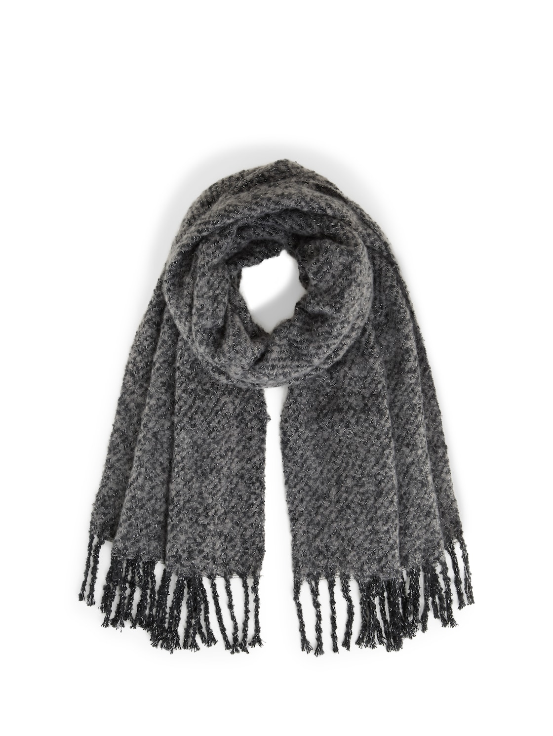 TOM TAILOR Damen Schal mit Glitzer-Effekt, schwarz, Uni, Gr. ONESIZE von Tom Tailor