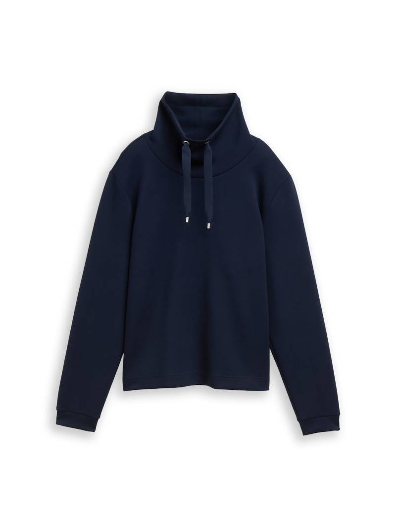TOM TAILOR Damen Scuba Sweatshirt mit Stehkragen, blau, Uni, Gr. XXXL von Tom Tailor
