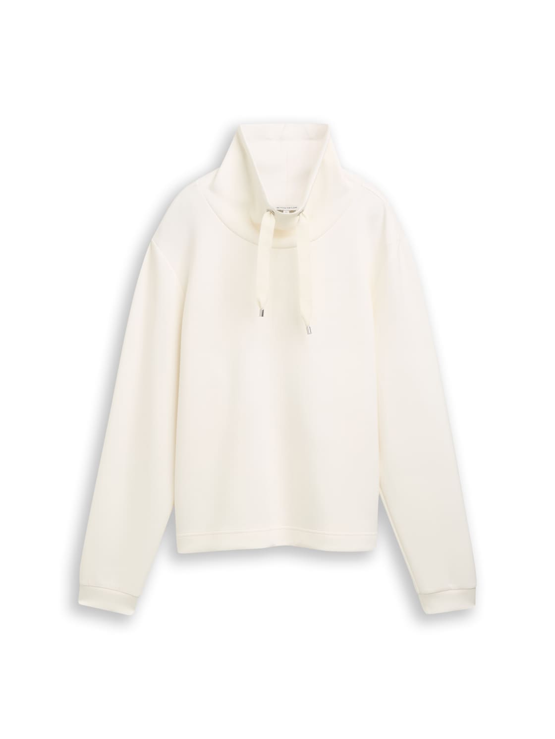 TOM TAILOR Damen Scuba Sweatshirt mit Stehkragen, weiß, Uni, Gr. XXL von Tom Tailor