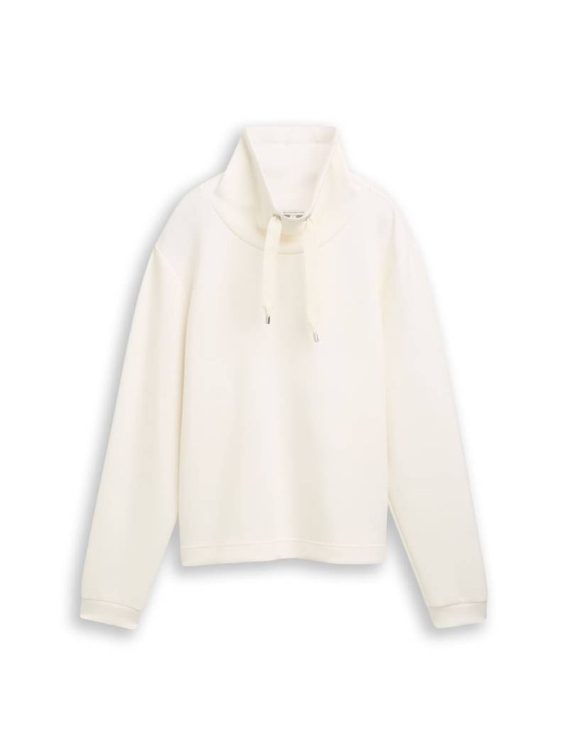 TOM TAILOR Damen Scuba Sweatshirt mit Stehkragen, weiß, Uni, Gr. XXXL TOM TAILOR Damen Scuba Sweatshirt mit Stehkragen, weiß, Uni, Gr. XXXL von Tom Tailor
