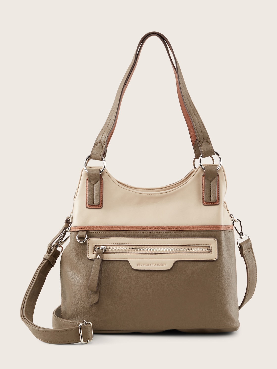 TOM TAILOR Damen Jule Shopper mit Lederimitat-Details, braun, Gr. ONESIZE von Tom Tailor