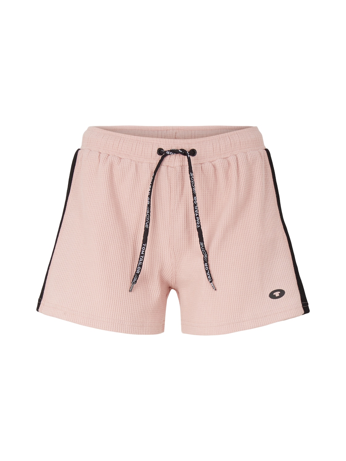 TOM TAILOR Damen Shorts in Waffeloptik, rosa, Logo Print, Gr. L von Tom Tailor