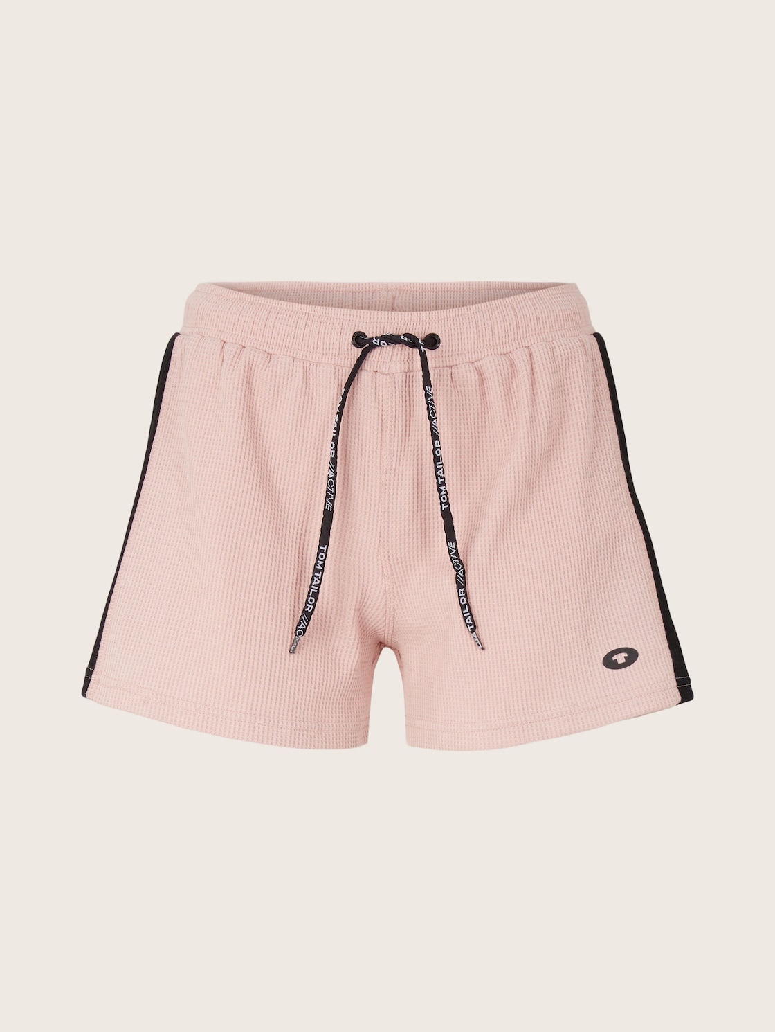 TOM TAILOR Damen Shorts in Waffeloptik, rosa, Logo Print, Gr. XL von Tom Tailor
