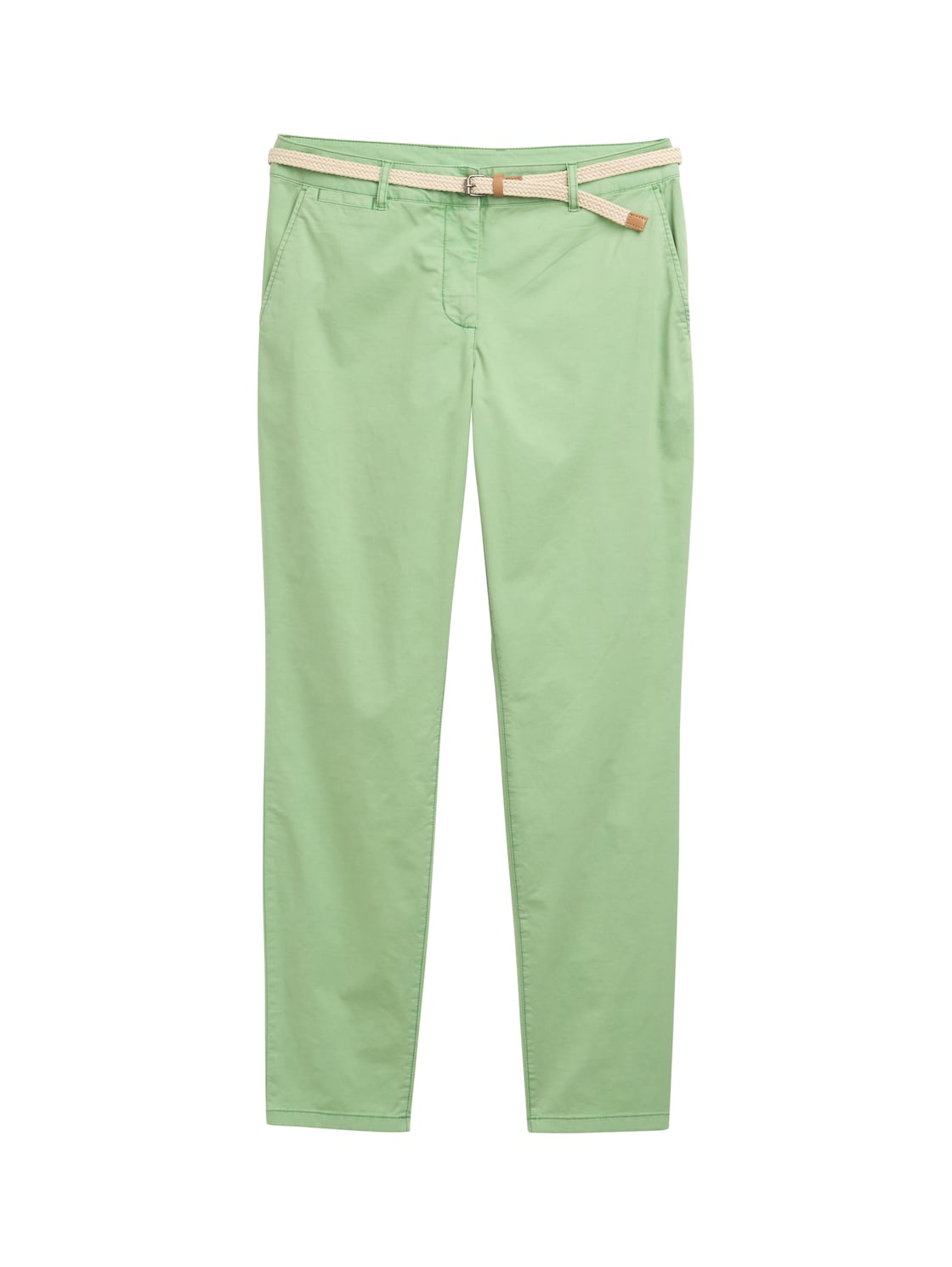 TOM TAILOR Damen Slim Chino Hose mit Gürtel, grün, Uni, Gr. 34/32 von Tom Tailor