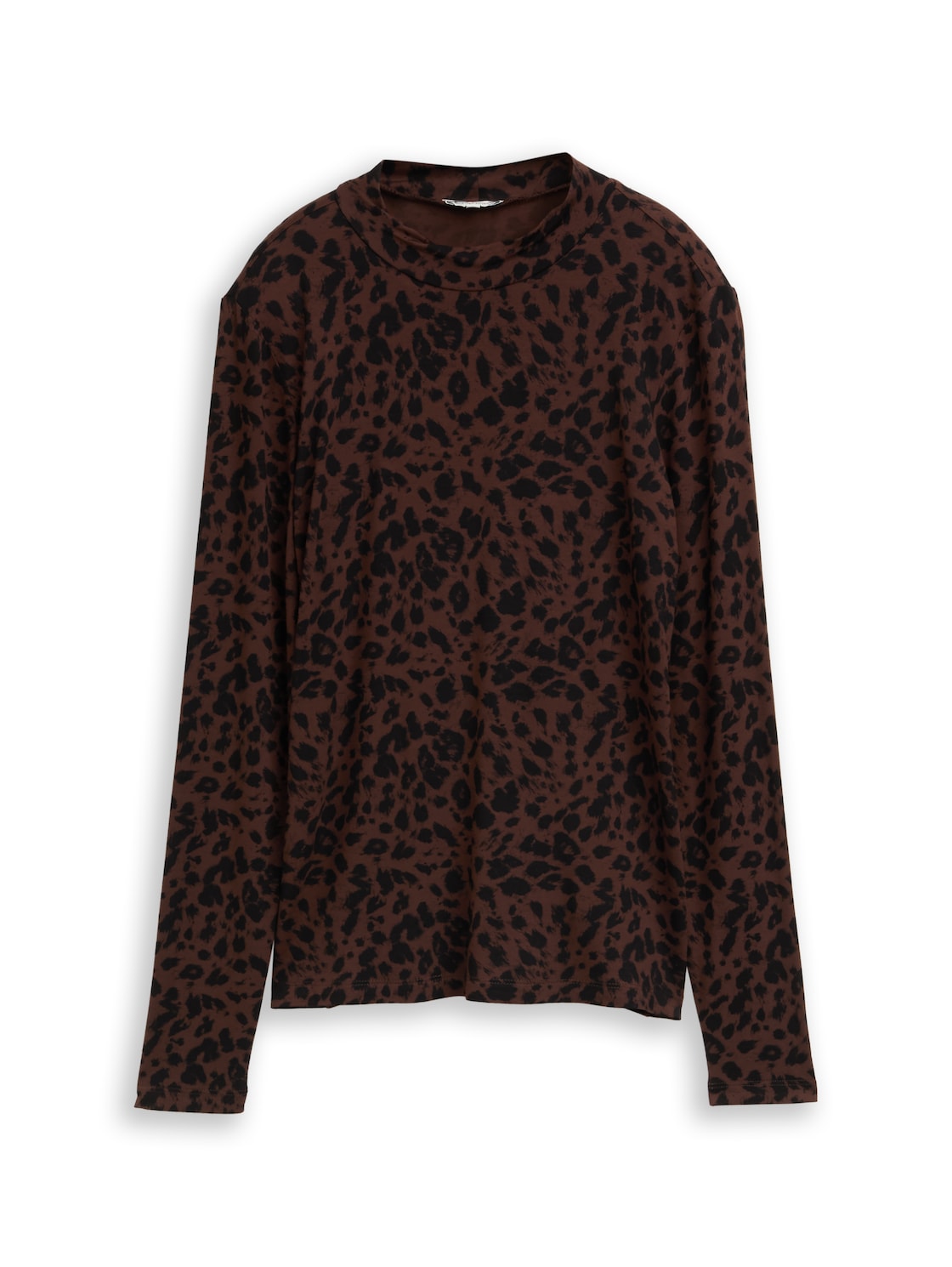 TOM TAILOR Damen Slim Fit Langarmshirt mit Muster, braun, Animalprint, Gr. S von Tom Tailor