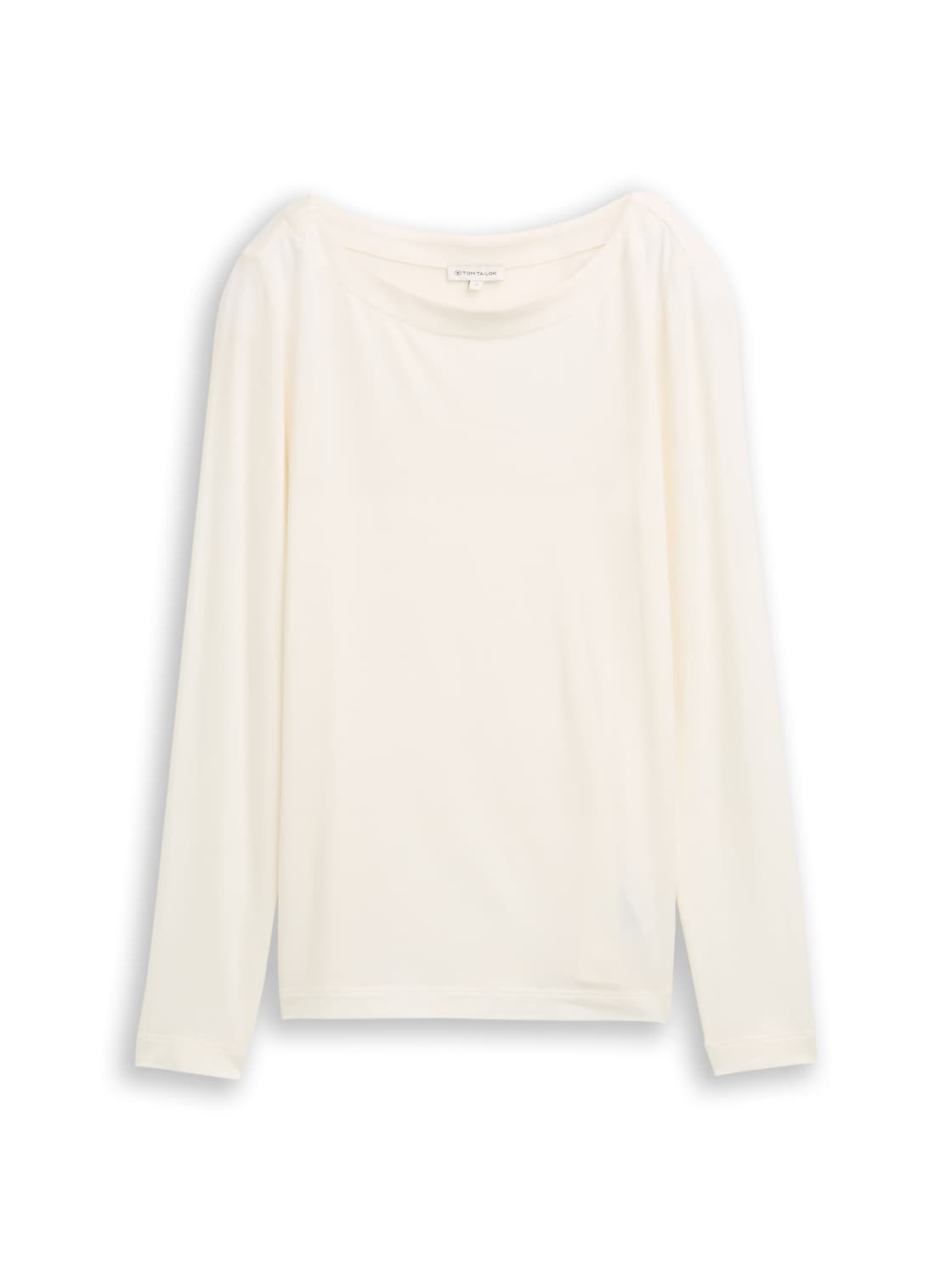 TOM TAILOR Damen Slim Fit Langarmshirt mit U-Boot-Ausschnitt, weiß, Uni, Gr. XXXL von Tom Tailor