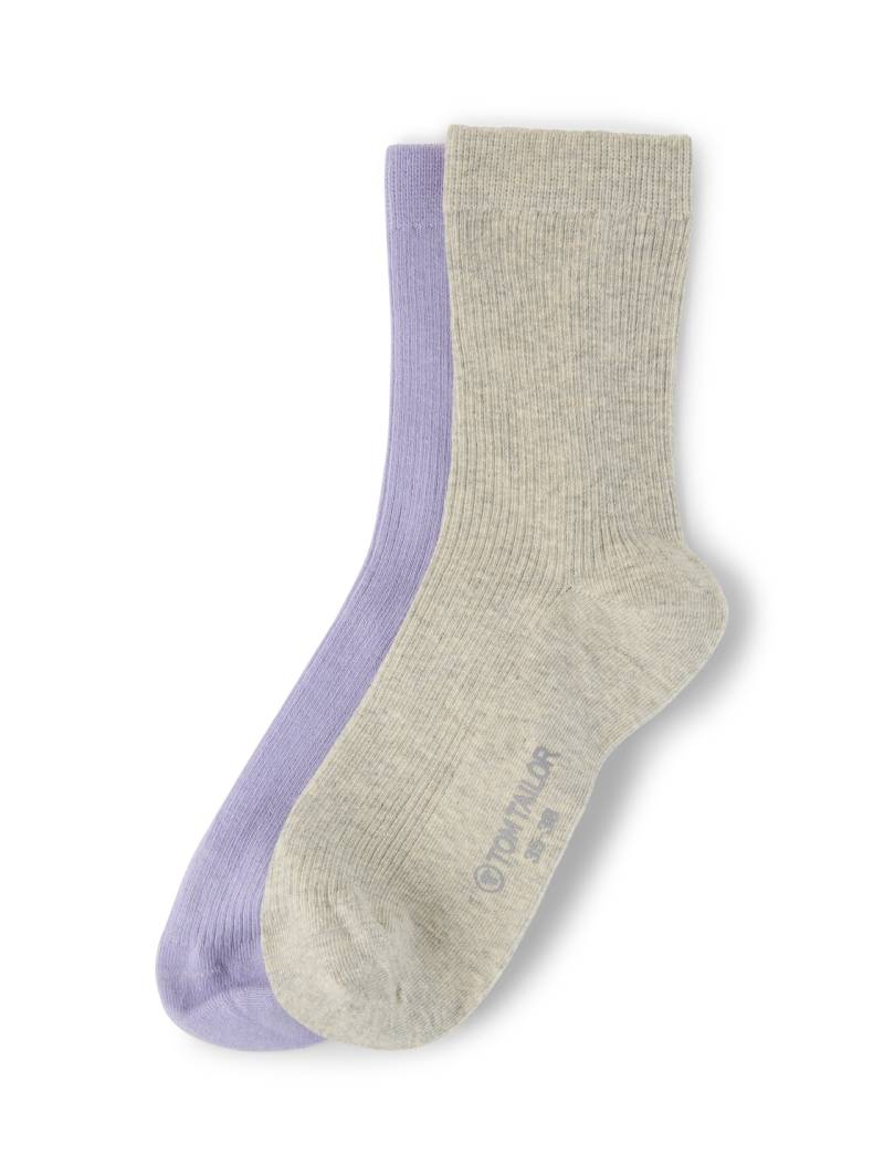 TOM TAILOR Damen Socken im 2er-Pack, grau, Uni, Gr. 39-42 von Tom Tailor