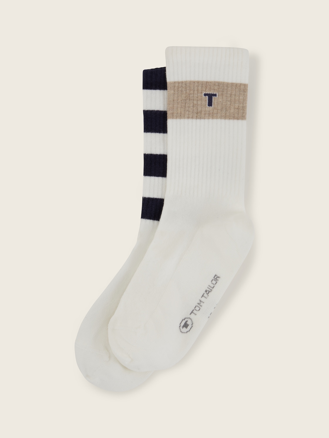 TOM TAILOR Damen Socken im 2er-Set, weiß, Blockstreifen, Gr. 35-38 von Tom Tailor