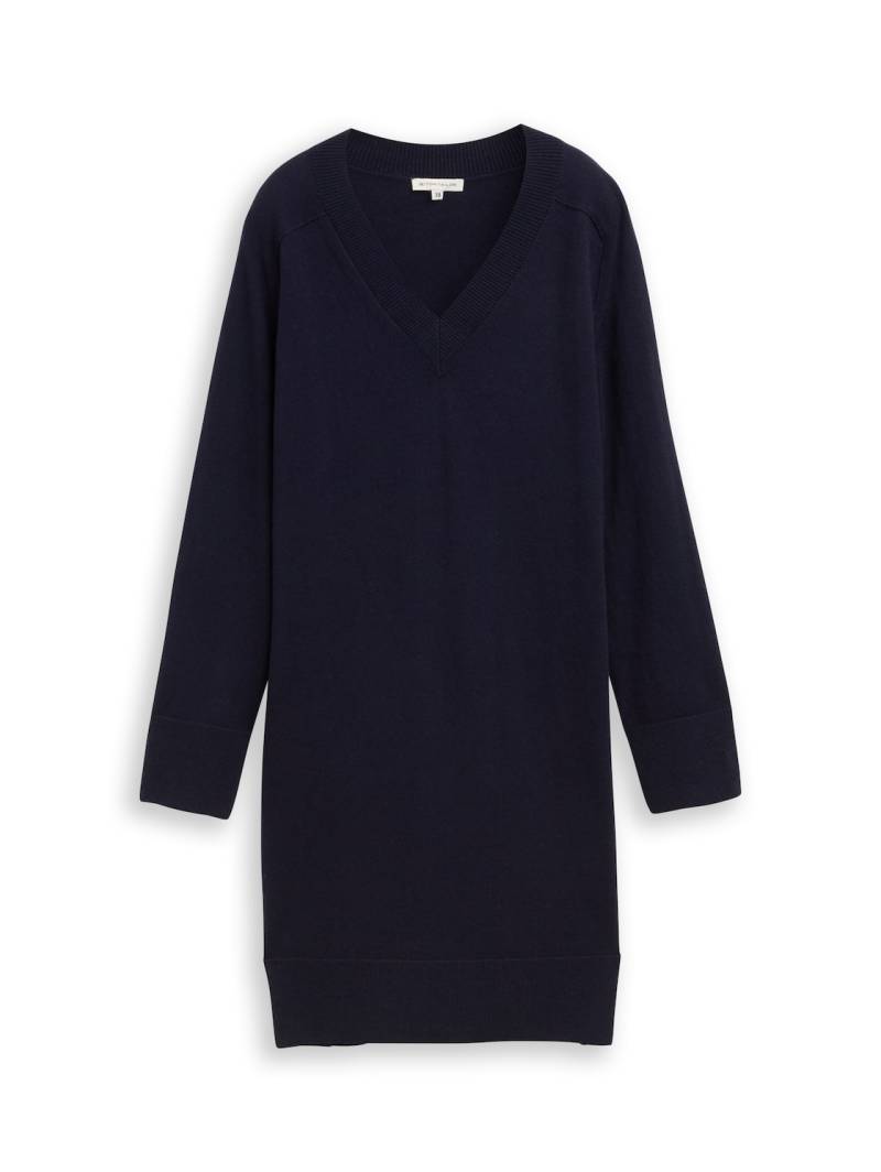 TOM TAILOR Damen Strickkleid mit Kaschmir-Anteil, blau, Meliert, Gr. 38 von Tom Tailor