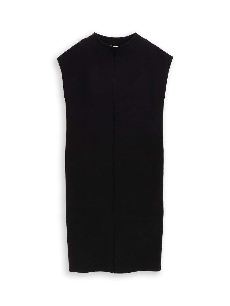 TOM TAILOR Damen Strickkleid mit Stehkragen, schwarz, Uni, Gr. 44 von Tom Tailor