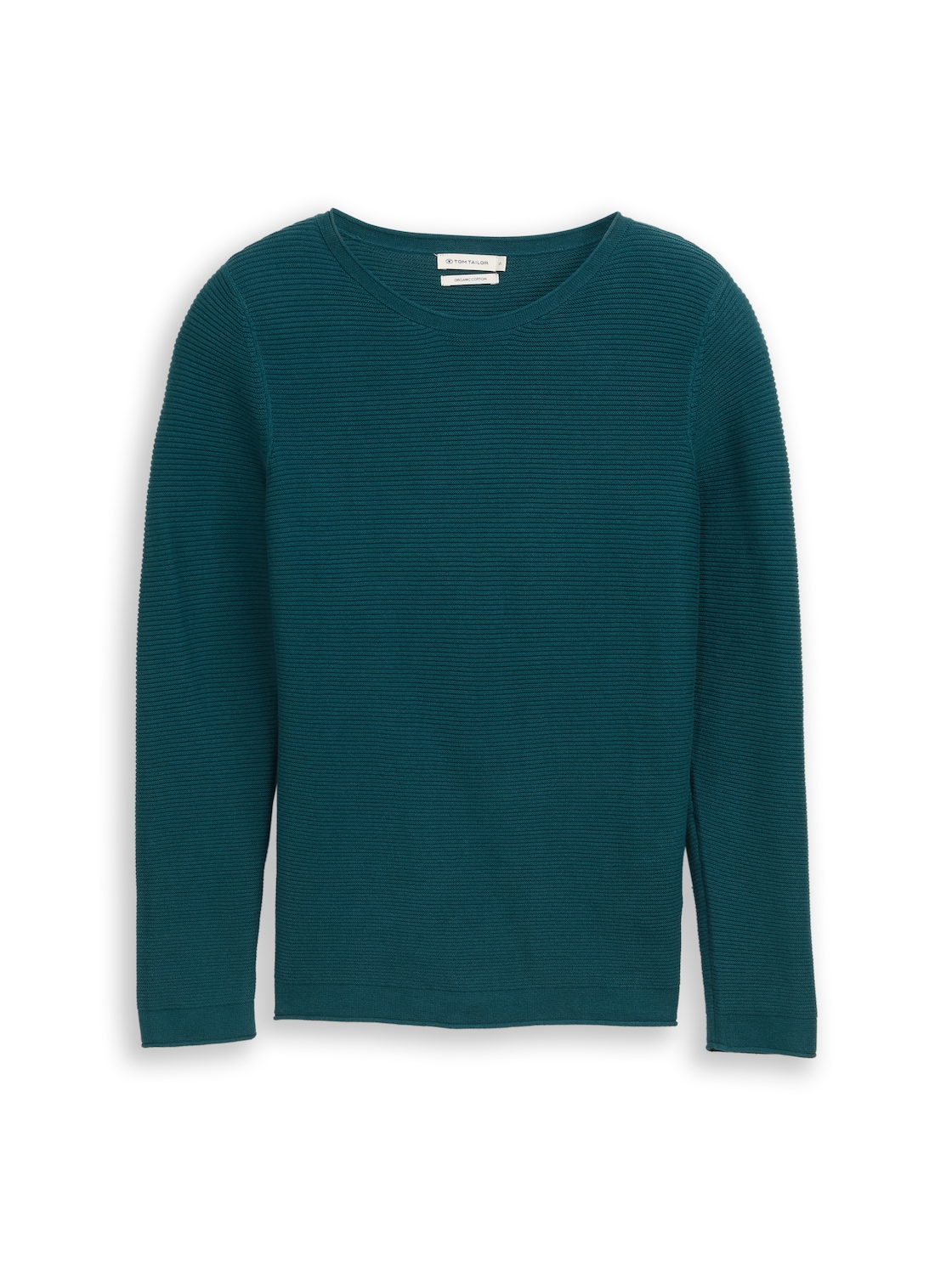 TOM TAILOR Damen Strickpullover aus Baumwolle, grün, Uni, Gr. L von Tom Tailor