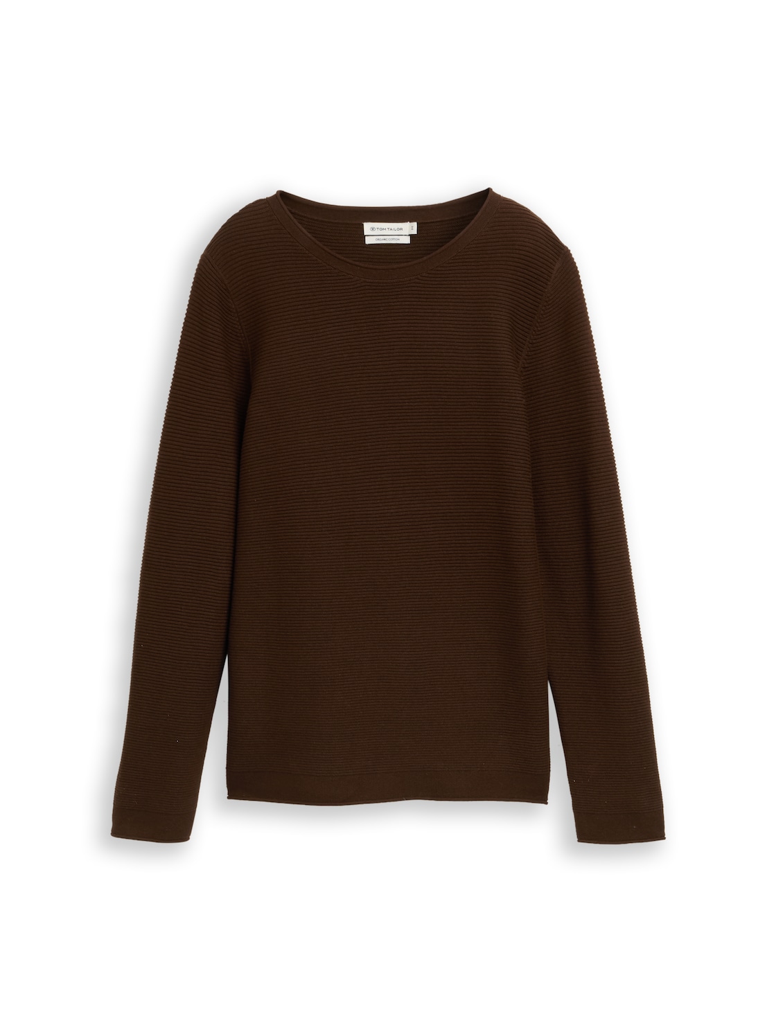 TOM TAILOR Damen Strickpullover aus Bio-Baumwolle, braun, Uni, Gr. XL von Tom Tailor