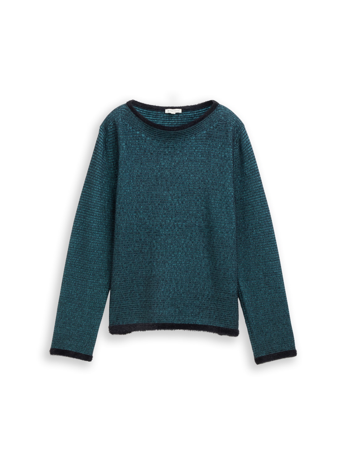 TOM TAILOR Damen Strickpullover aus Federgarn, blau, Uni, Gr. L von Tom Tailor