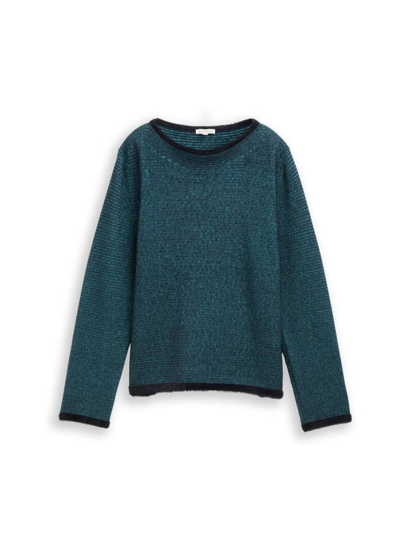 TOM TAILOR Damen Strickpullover aus Federgarn, blau, Uni, Gr. XXXL von Tom Tailor
