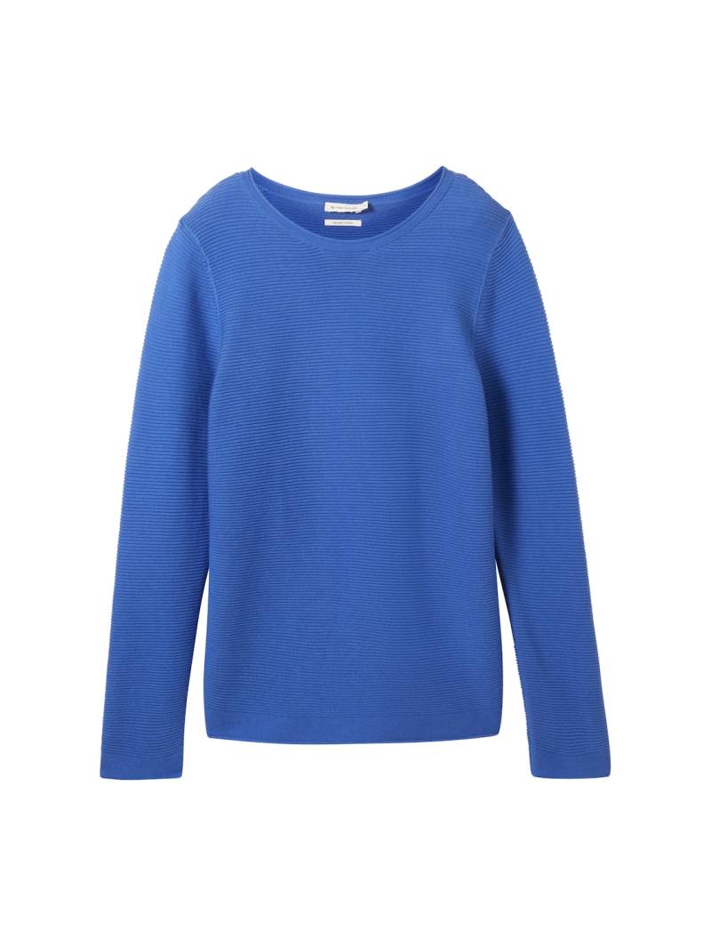 TOM TAILOR Damen Strickpullover aus Bio-Baumwolle, blau, Uni, Gr. S von Tom Tailor