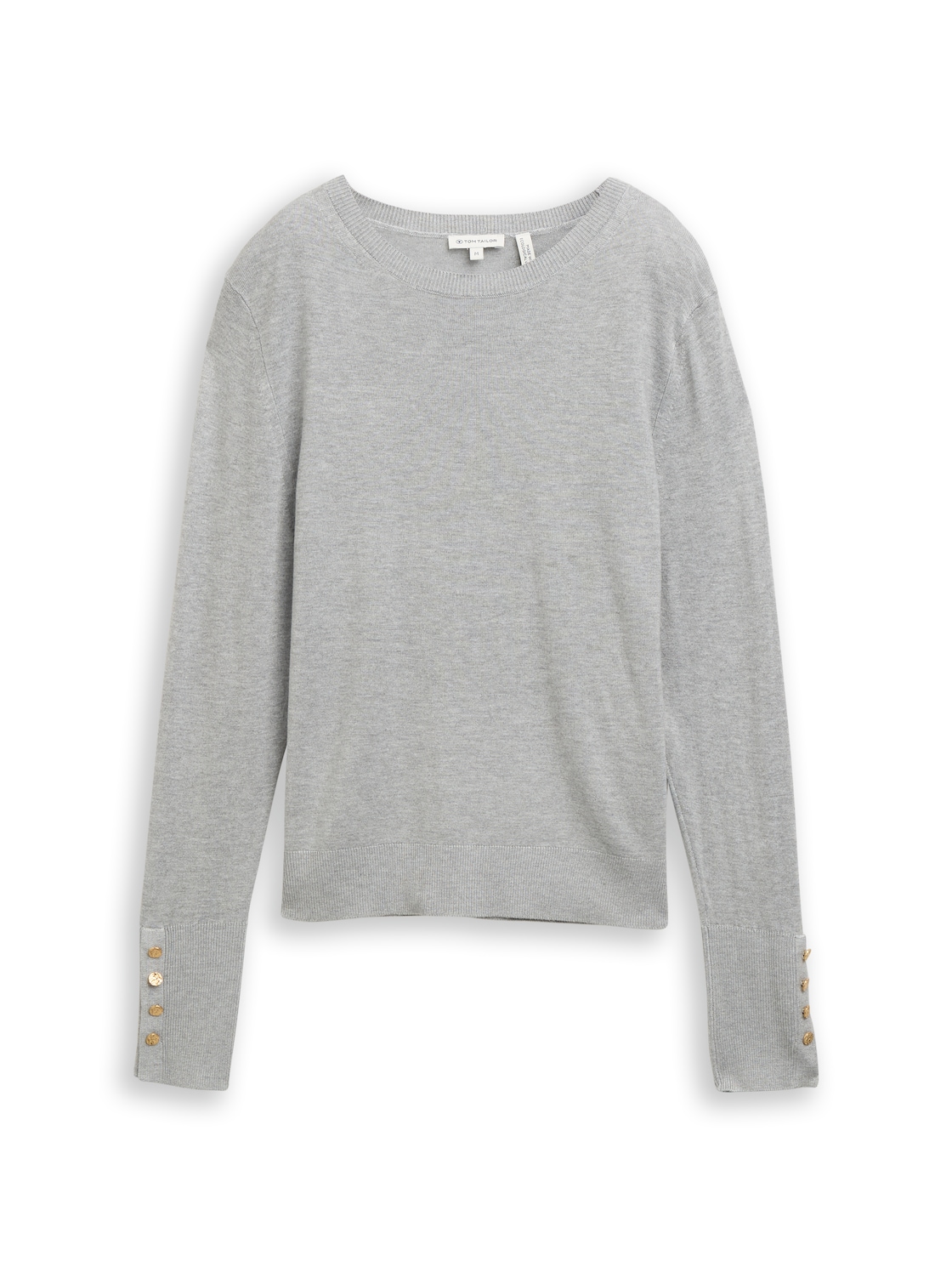 TOM TAILOR Damen Strickpullover mit Knopf-Details, bunt, Meliert, Gr. S von Tom Tailor