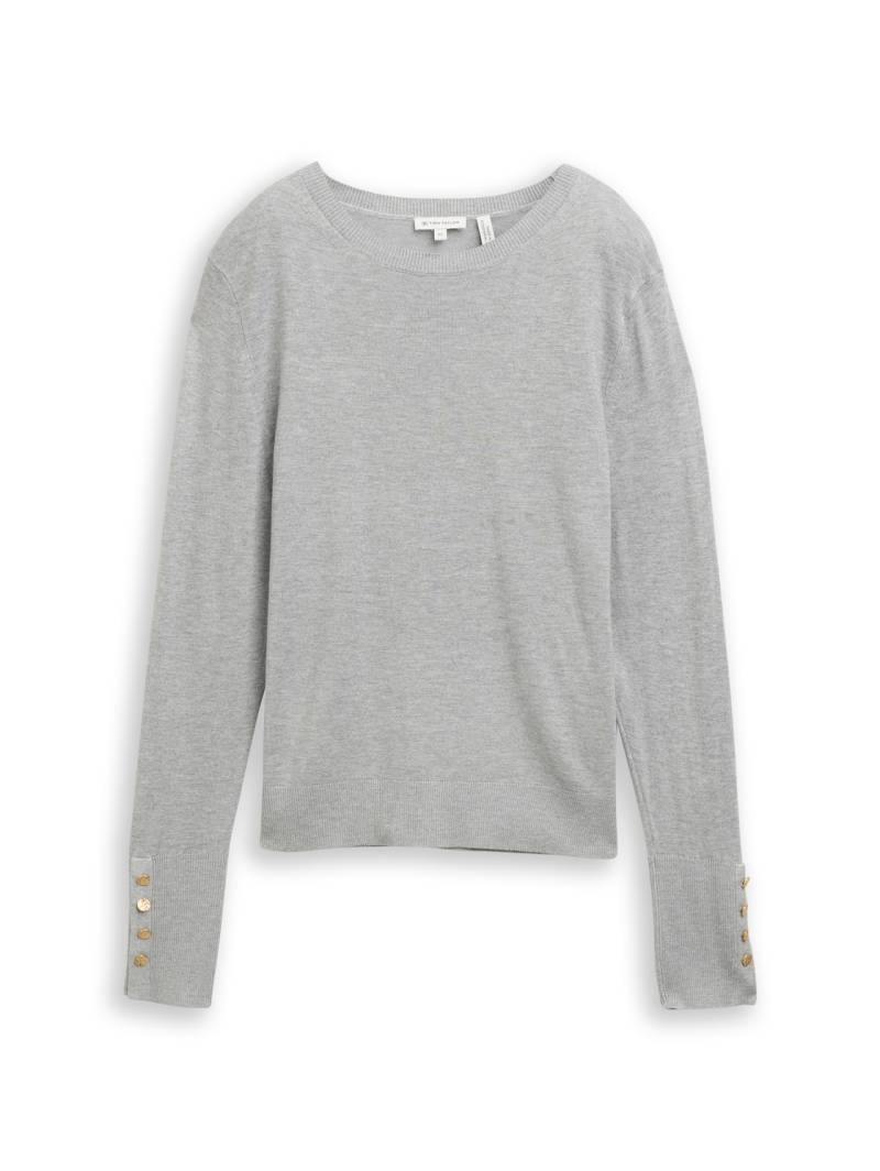 TOM TAILOR Damen Strickpullover mit Knopf-Details, bunt, Meliert, Gr. XXL von Tom Tailor