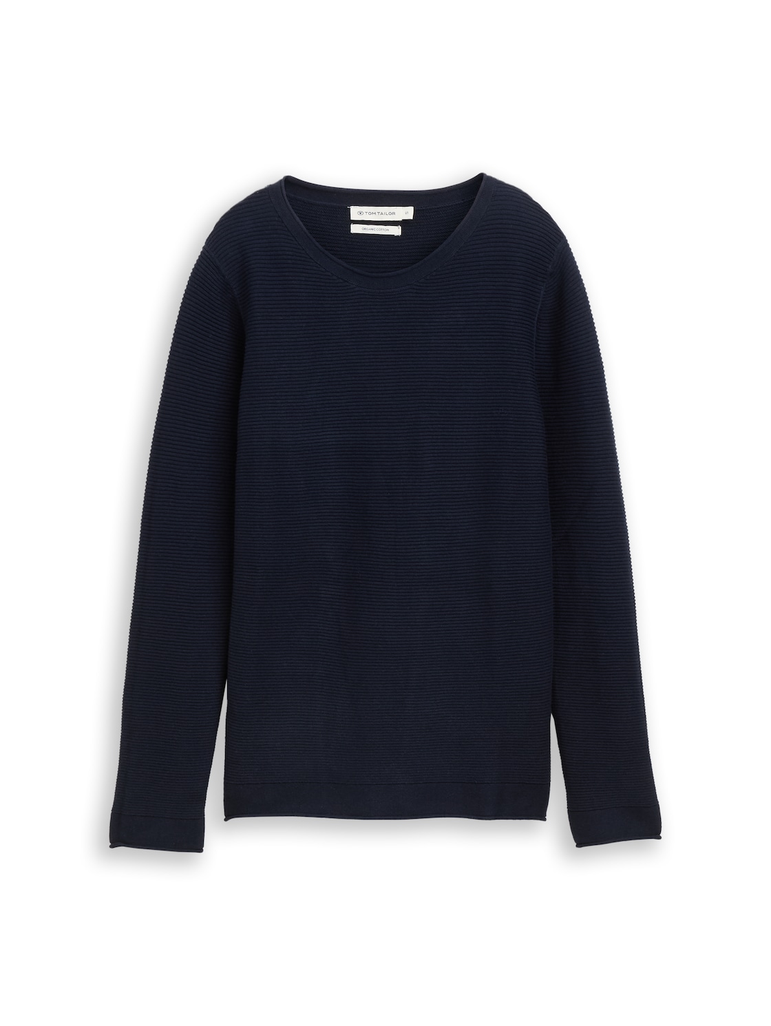 TOM TAILOR Damen Strickpullover mit Rundhalsausschnitt, blau, Uni, Gr. L von Tom Tailor