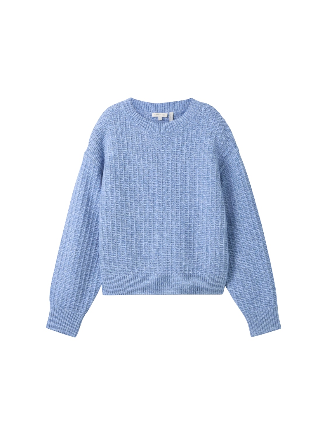 TOM TAILOR Damen Strickpullover mit dezenten Pailletten, blau, Uni, Gr. M von Tom Tailor