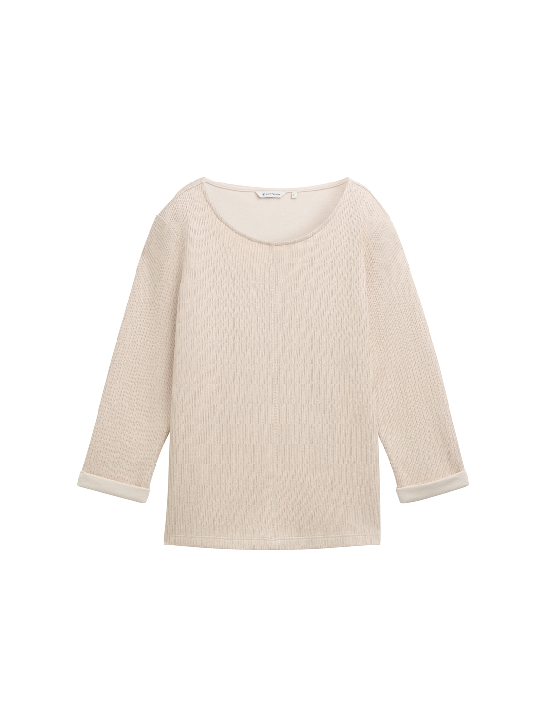 TOM TAILOR Damen Sweatshirt mit 3/4-Arm, weiß, Meliert, Gr. L von Tom Tailor