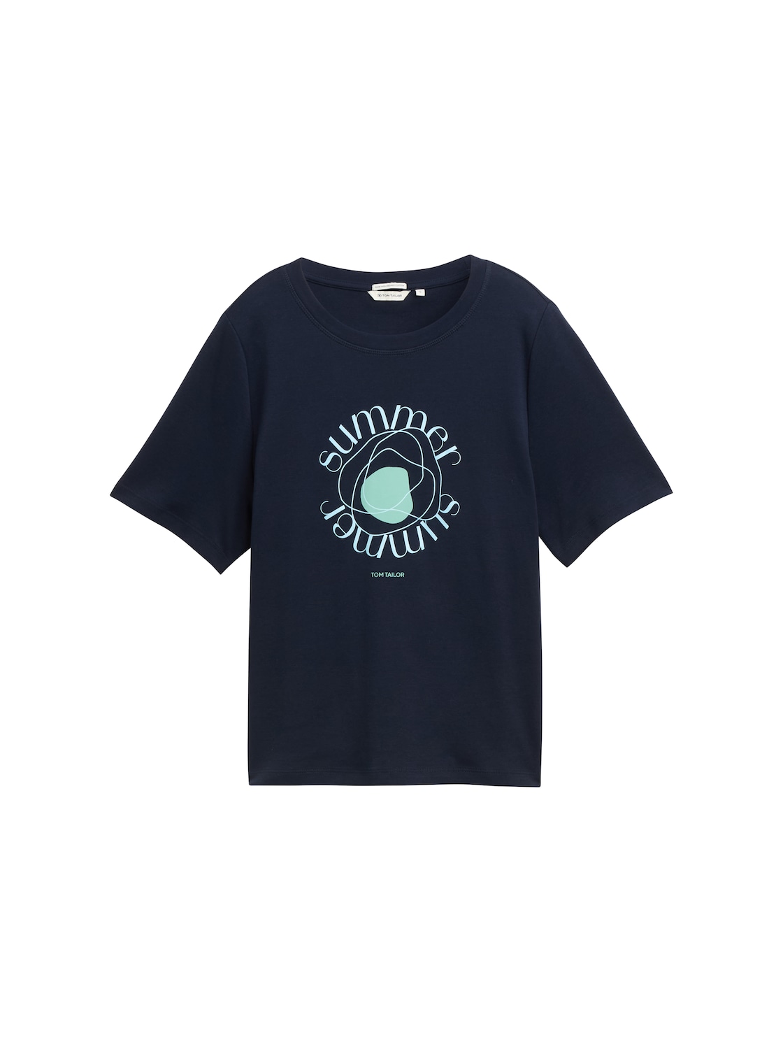 TOM TAILOR Damen T-Shirt aus Baumwolle, blau, Uni, Gr. M von Tom Tailor