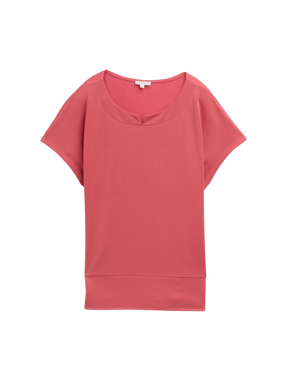 TOM TAILOR Damen T-Shirt aus Materialmix, rot, Uni, Gr. XXL von Tom Tailor