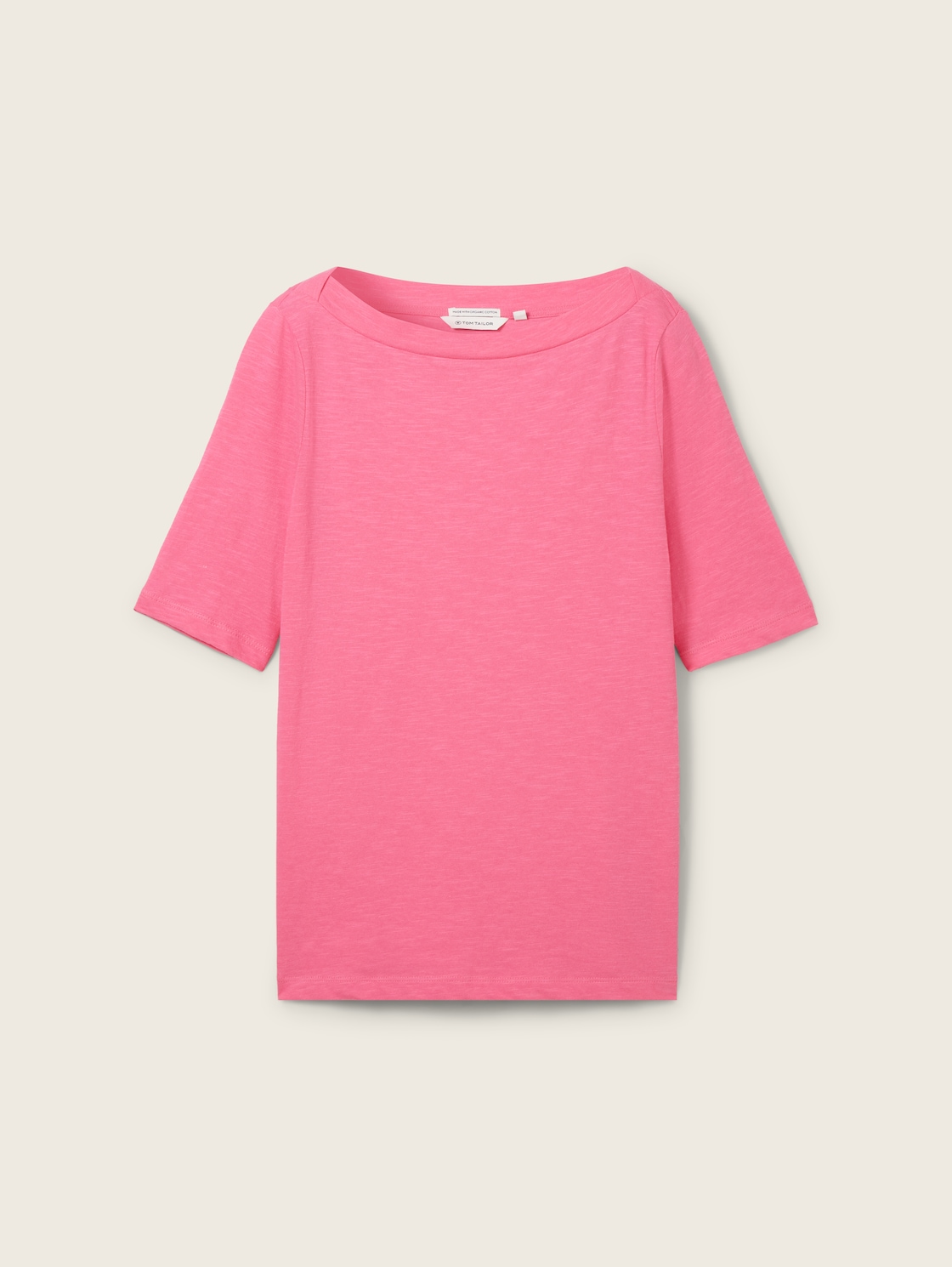 TOM TAILOR Damen T-Shirt mit Bio-Baumwolle, rosa, Uni, Gr. XXL von Tom Tailor