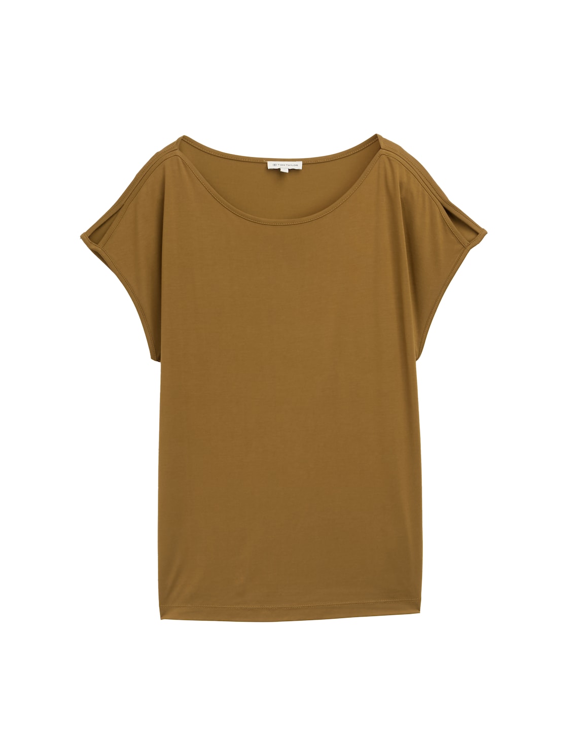 TOM TAILOR Damen T-Shirt mit Cut-Outs, grün, Uni, Gr. L von Tom Tailor