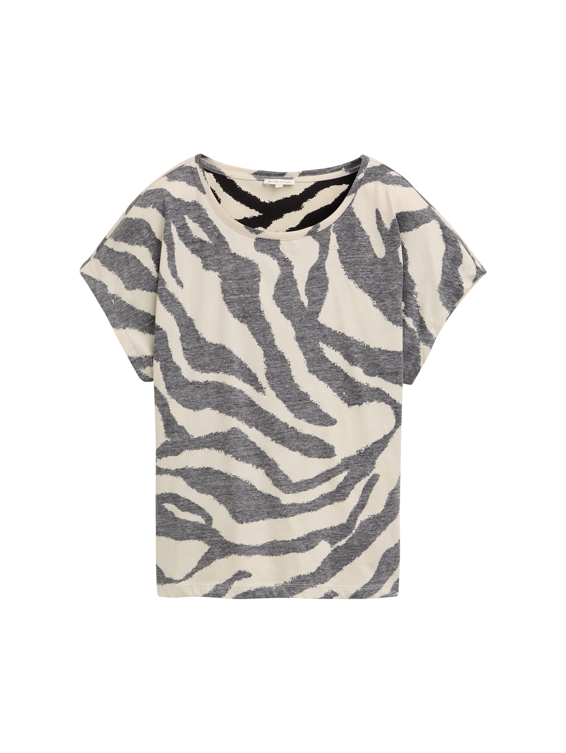 TOM TAILOR Damen T-Shirt mit Inside-Out Print, braun, Gemustert, Gr. XXXL von Tom Tailor