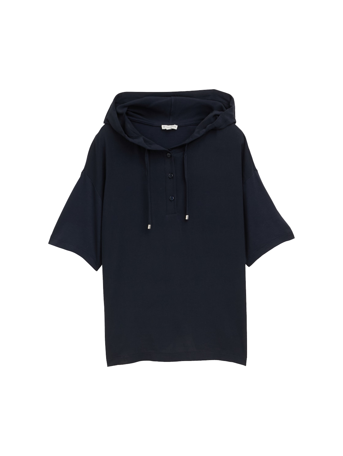 TOM TAILOR Damen T-Shirt mit Kapuze, blau, Uni, Gr. XS von Tom Tailor