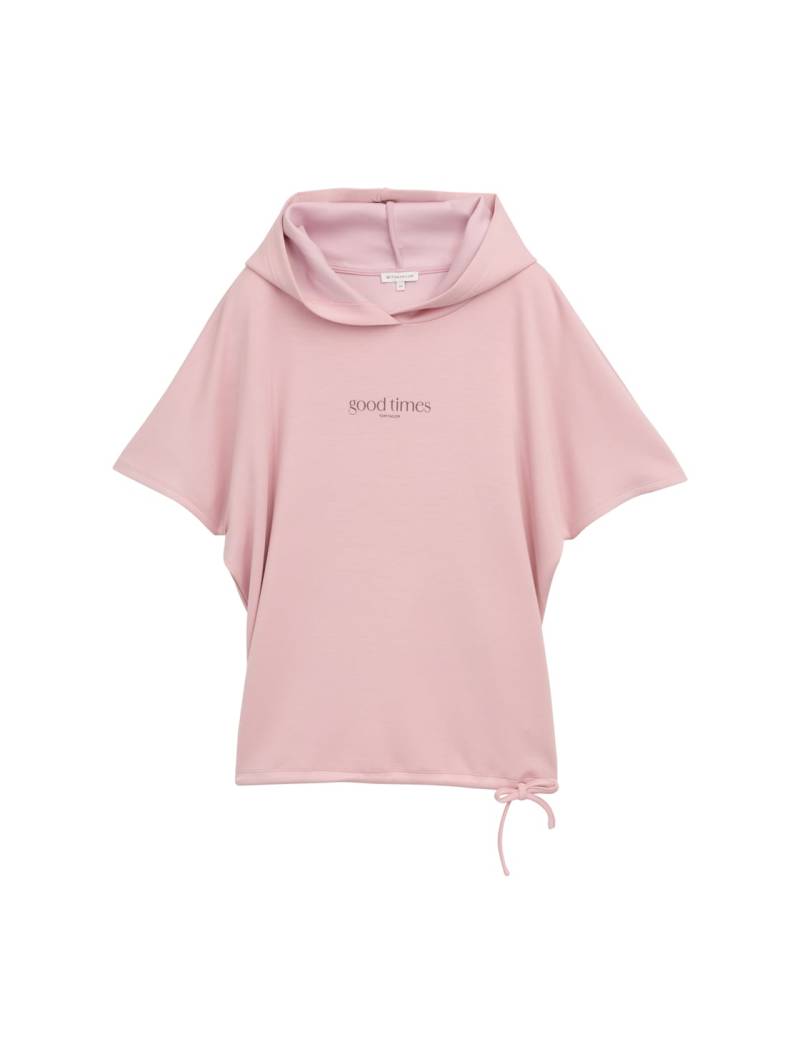 TOM TAILOR Damen T-Shirt mit Kapuze, rosa, Uni, Gr. XS von Tom Tailor