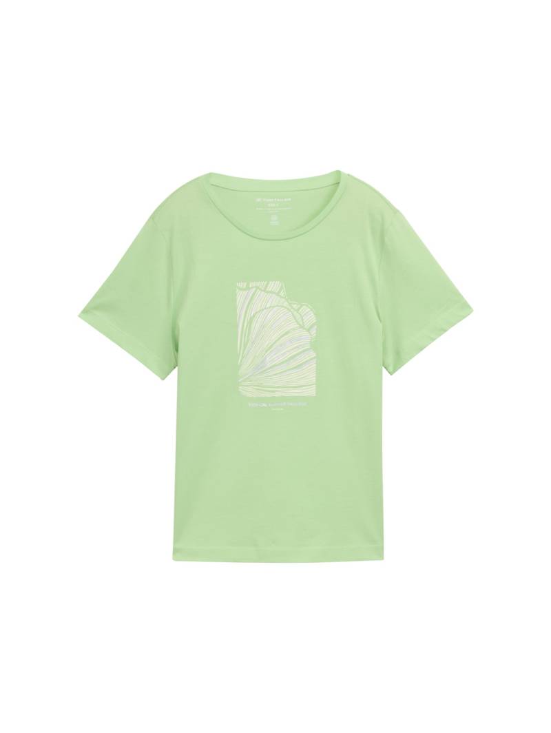 TOM TAILOR Damen T-Shirt mit Print, grün, Uni, Gr. M von Tom Tailor