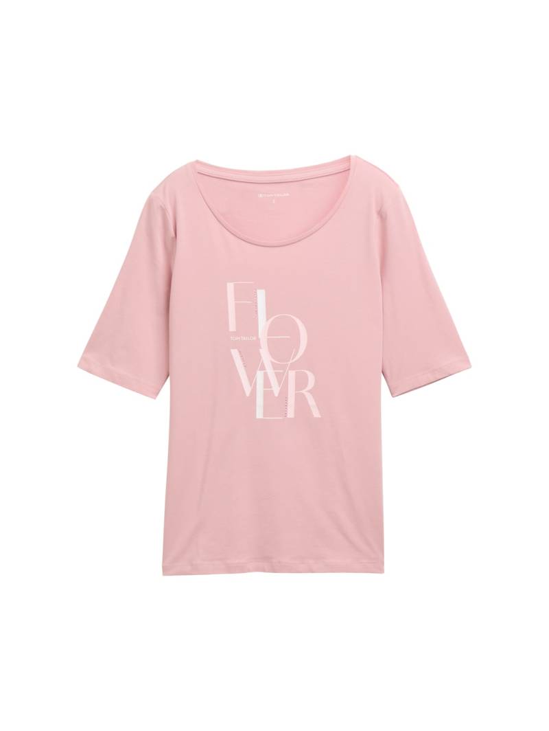 TOM TAILOR Damen T-Shirt mit Print, rosa, Uni, Gr. L von Tom Tailor