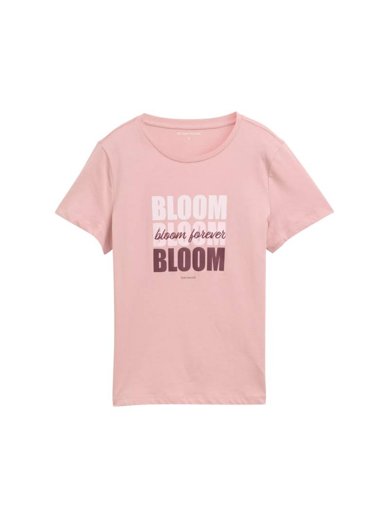 TOM TAILOR Damen T-Shirt mit Print, rosa, Uni, Gr. M von Tom Tailor