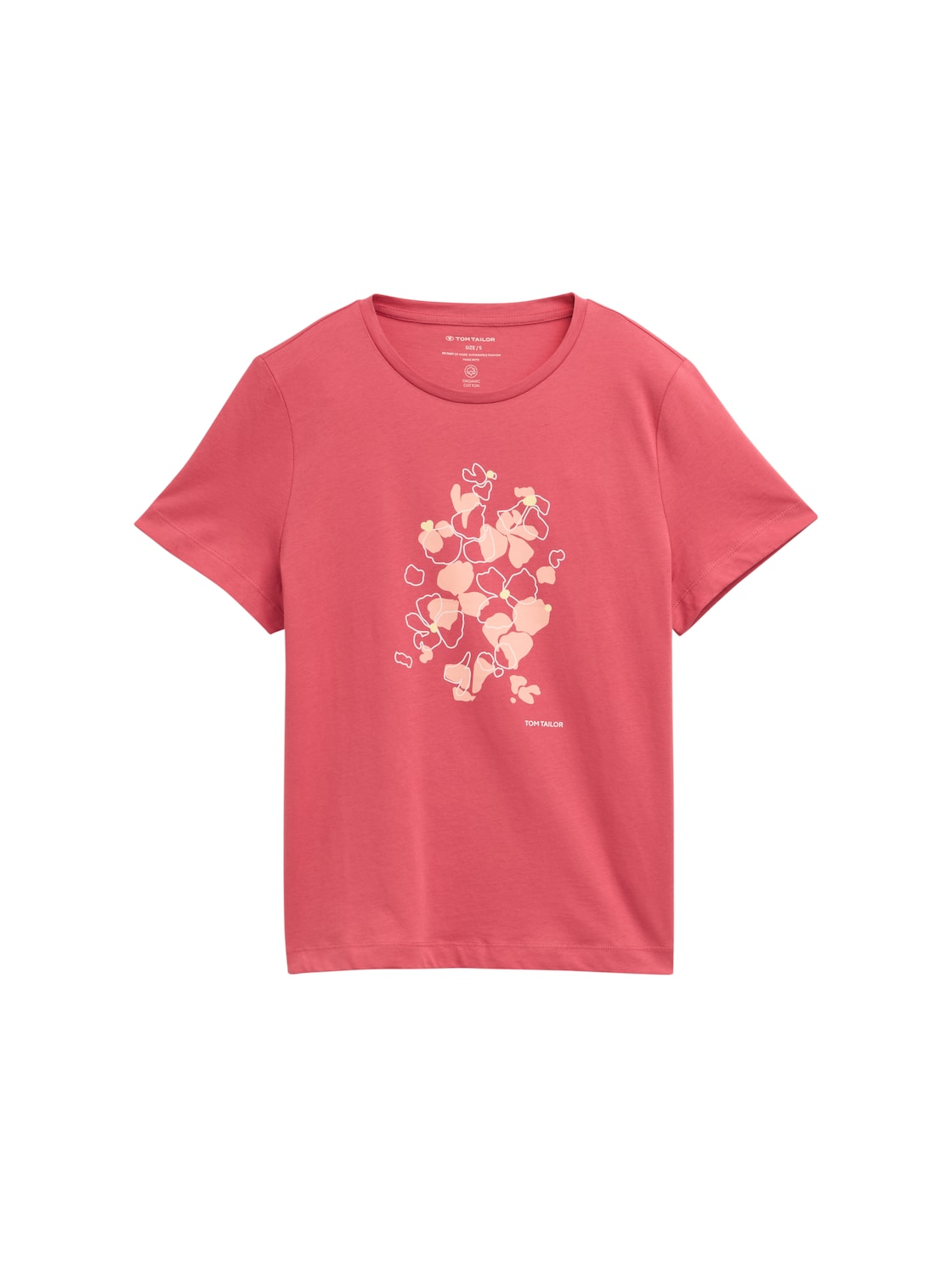 TOM TAILOR Damen T-Shirt mit Print, rot, Uni, Gr. XXXL von Tom Tailor