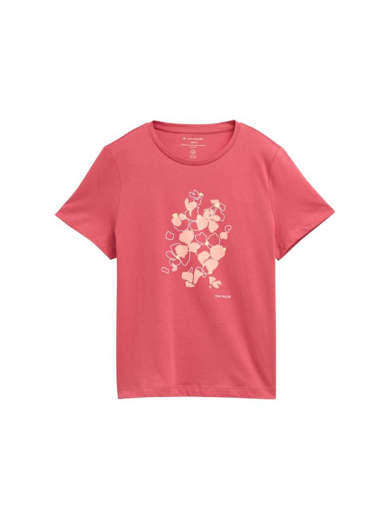 TOM TAILOR Damen T-Shirt mit Print, rot, Uni, Gr. XXXL von Tom Tailor